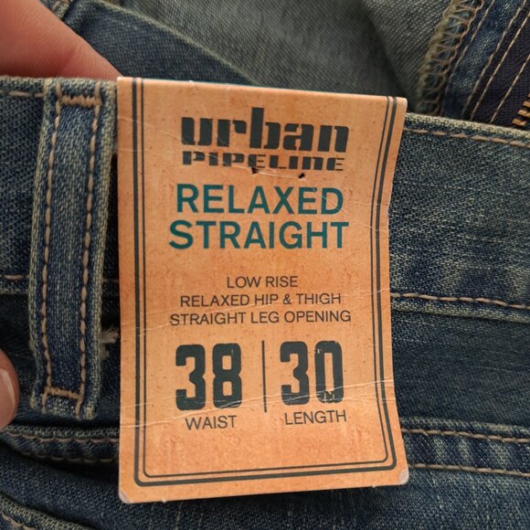 NWT Urban Pipeline Up Relaxed Straight Fit Blue Denim Jeans Men's 38x30 - Picture 5 of 10